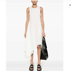 Y-3 Adidas Logo-Print Asymetrical Cotton Dress